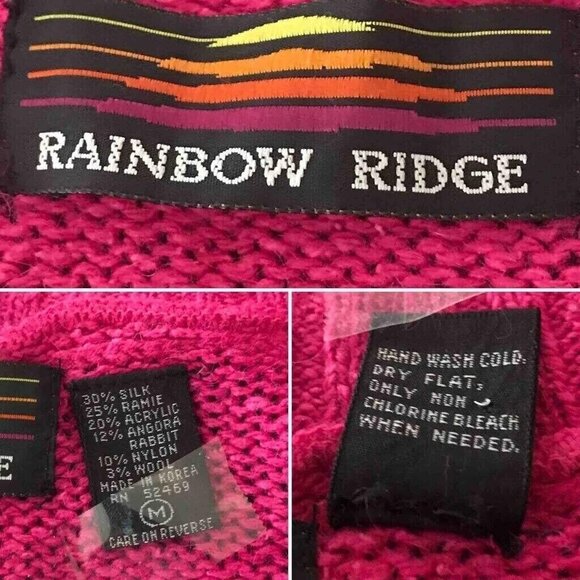 Rainbow Ridge Sweater Womens M Pink Short Sleeve V-Neck Ribbed Knitted Stretch - Picture 6 of 7